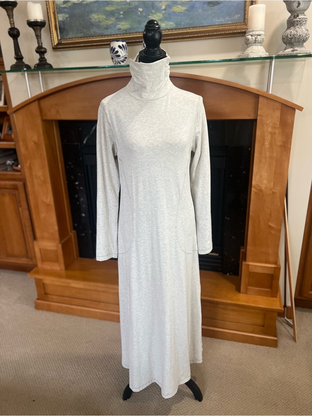 Athleta Long Sleeve Turtleneck Dress in Light Gray